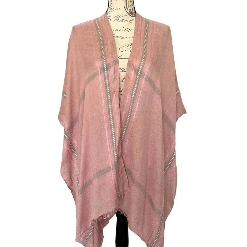 NEW LC Lauren Conrad Women Wrap One Size Pink Striped‎ Boho Open Front Layering